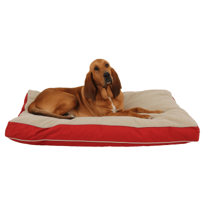 Carolina Pet 4-Season Jamison Rectangular Pet Bed with Cashmere Berber Top - Barn Red W/Khaki Cording - Medium