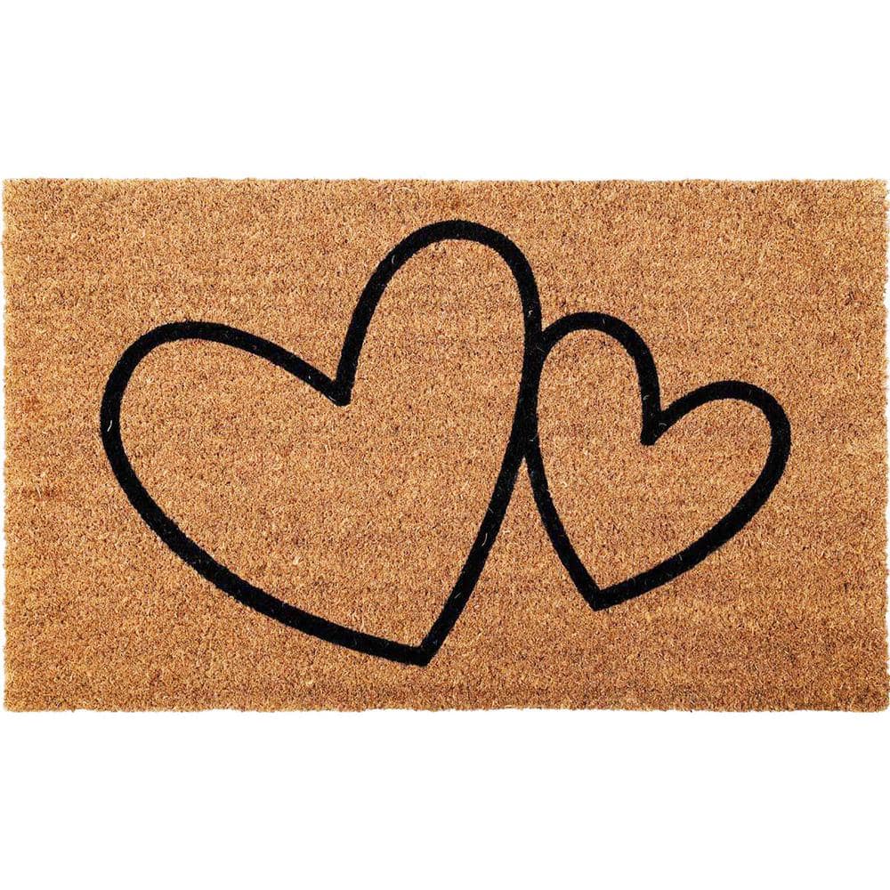 Door Scraper Natural Heart Black 30 in. x18 in. Recycled Rubber Backing Door Mat