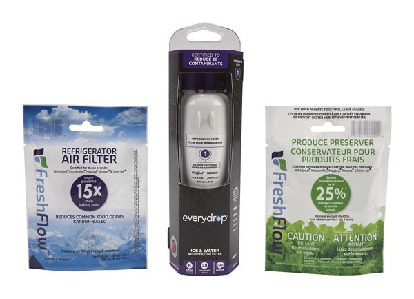 Everydrop® Refrigerator Water Filter 1 - Edr1Rxd1 (Pack Of 1) + Freshflow™ Air Freshflow Produce Preserver Refill in Multi-Pack, EDR1RXVR6