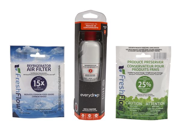 Everydrop® Refrigerator Water Filter 2 - Edr2Rxd1 (Pack Of 1) + Freshflow™ Air Freshflow Produce Preserver Refill in Multi-Pack, EDR2RXVR6