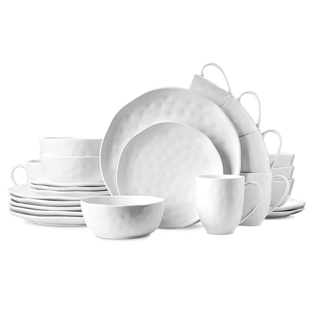 Ivy 24-Piece Dinnerware Set Porcelain, Service For 6, White