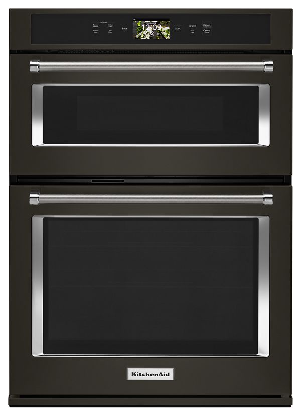 KitchenAid® Smart Oven+ 30" Combination Oven w/ Powered Attachments & Printshield™ Finish in Black Stainless Steel, KOCE900HBS