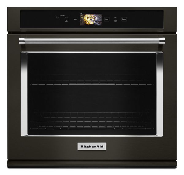 KitchenAid® Smart Oven+ 30" Single Oven w/ Powered Attachments & Printshield™ Finish in Black Stainless Steel, KOSE900HBS