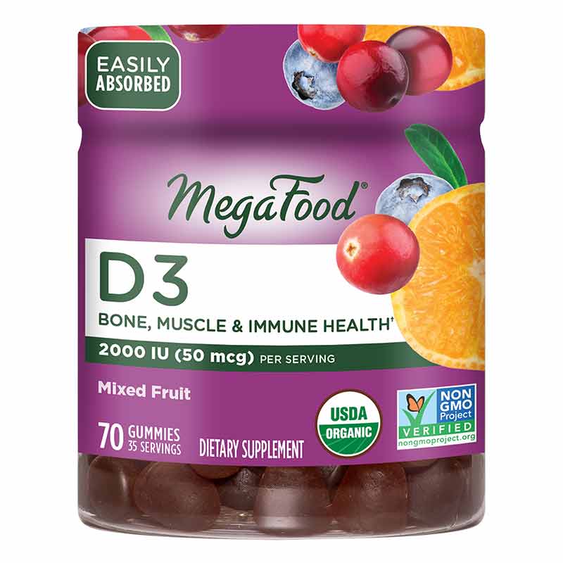 Megafood D3 Wellness Gummies Mixed Fruit 70 Gummies