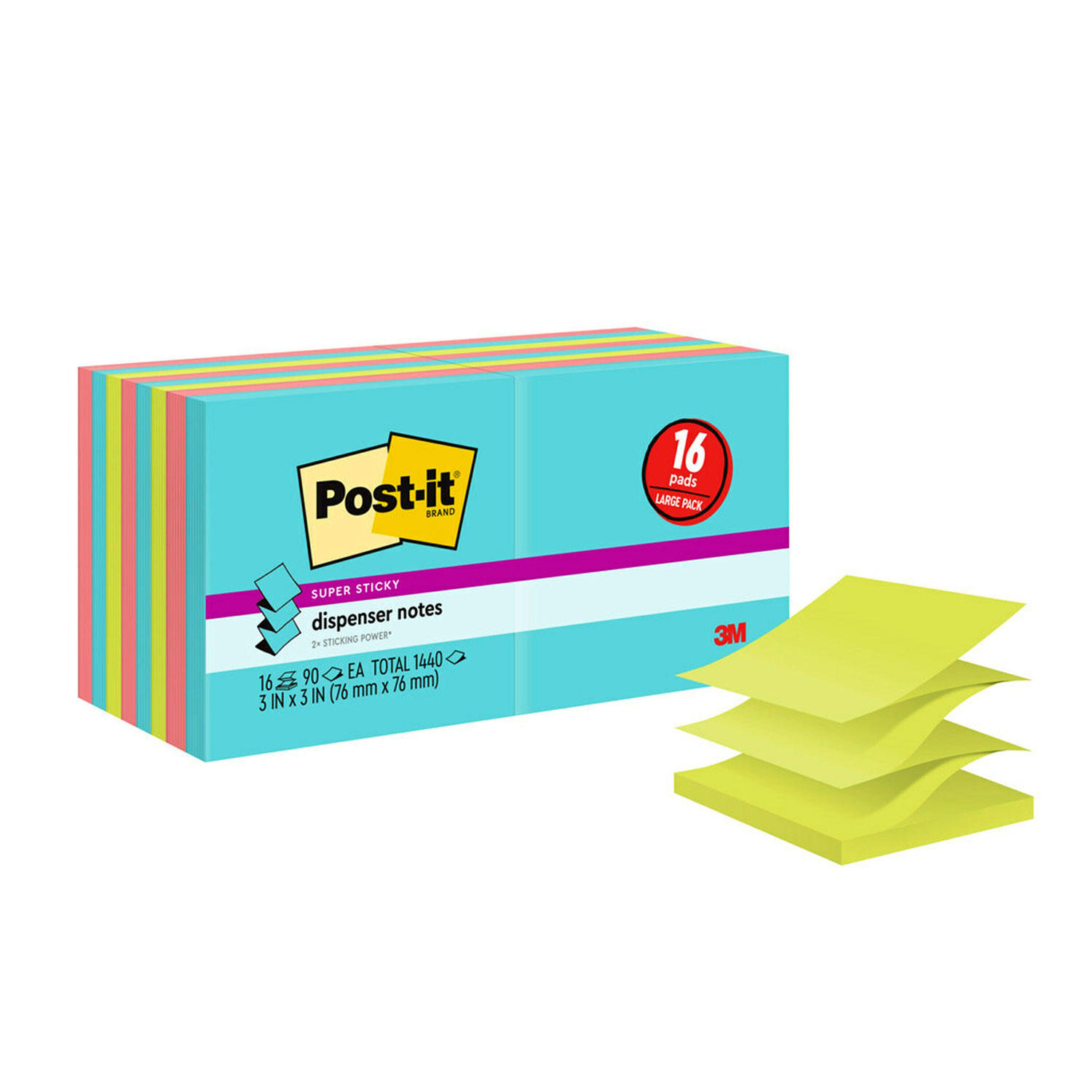 Post-it Pop-up Sticky Notes Value Pack, Miami Collection, 16 Pads per Pack