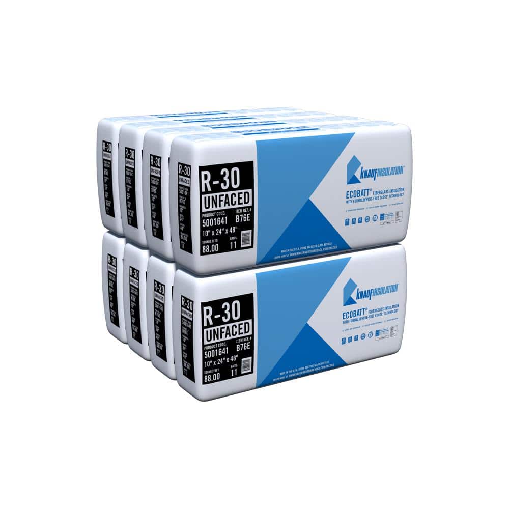 R-30 EcoBatt Unfaced Fiberglass Insulation Batt 24 in. x 48 in. x 10 in. (8-Bags)
