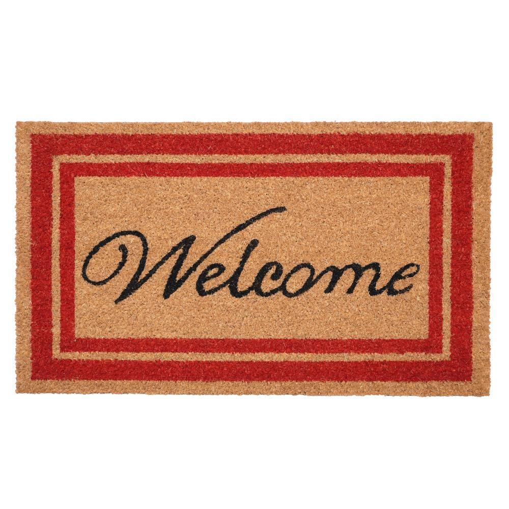 Red Border Welcome Doormat 24" x 36"