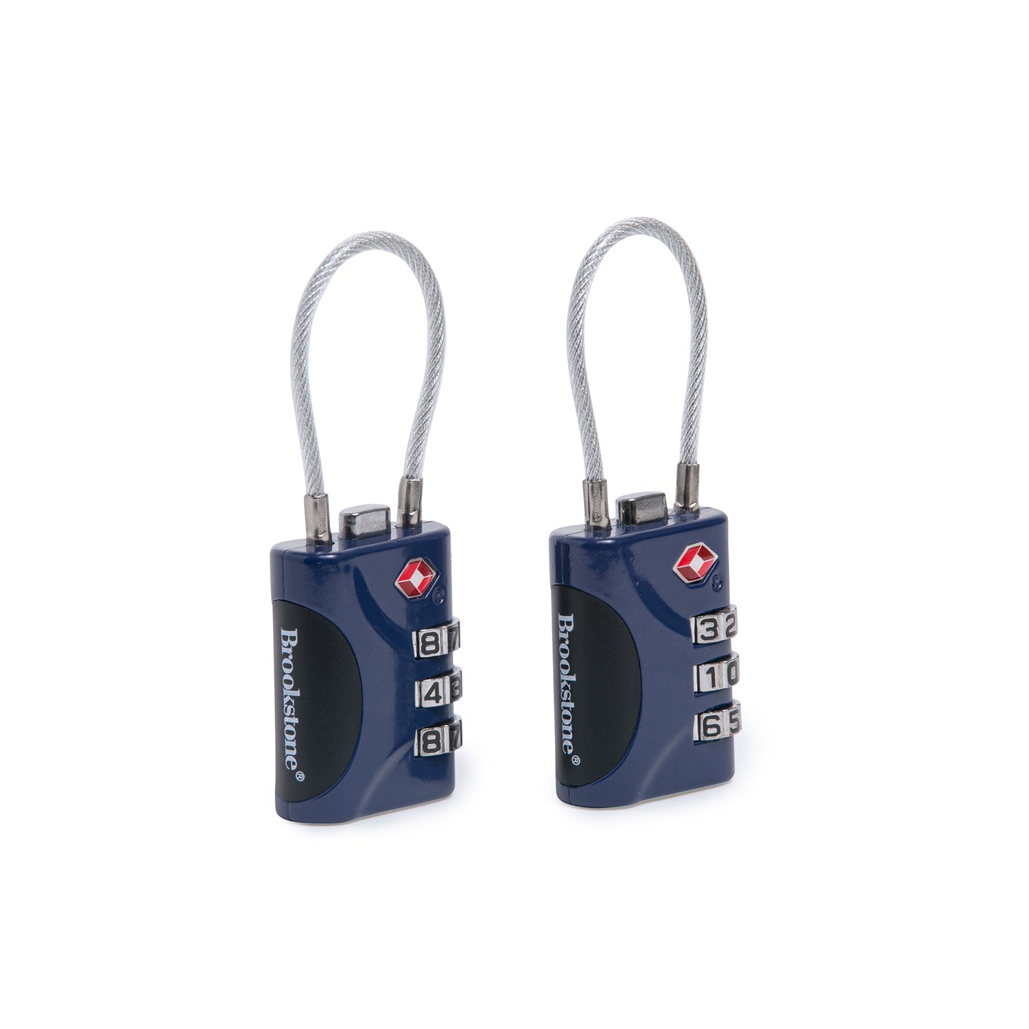 SUPPLY ACCESSORIES Brookstone Cable Lock - 2 Pack TSA-Approved 3-Digit Keyless Luggage Travel Lock in Blue
