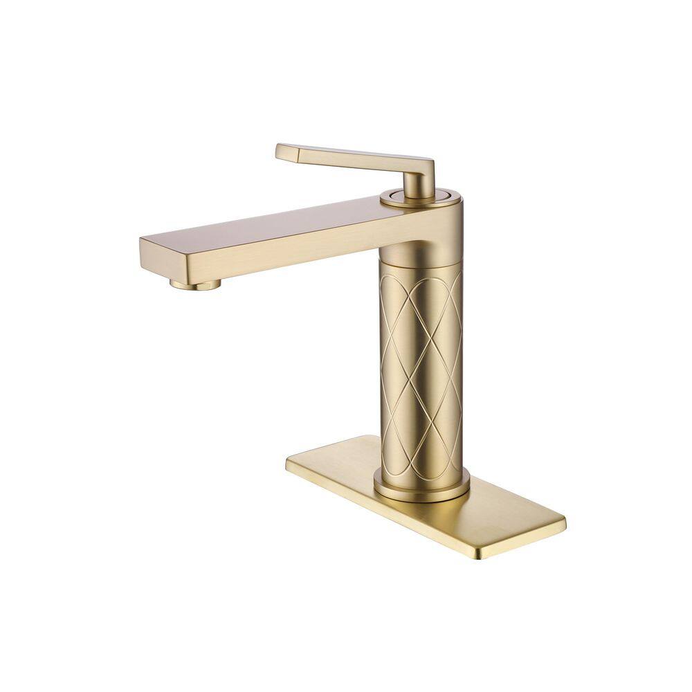 Single Hole with Handle Bathroom Faucet in Gold