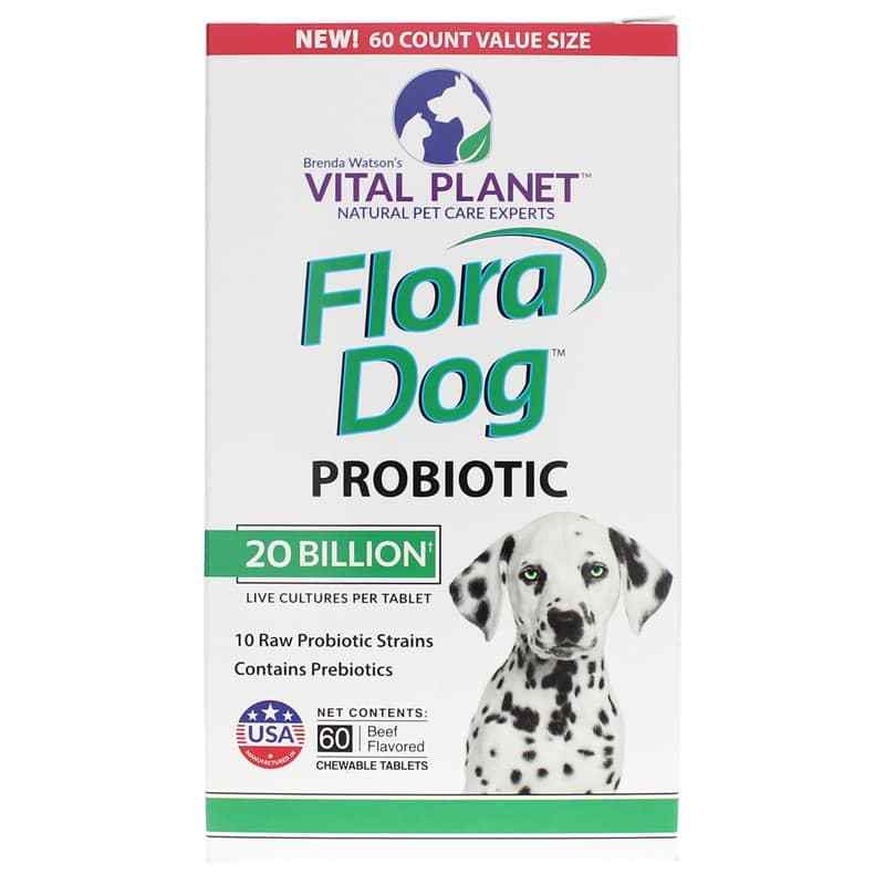 Vital Planet Flora Dog Probiotic 20 Billion CFU Chewable Tablets 60 Chewable Tablets