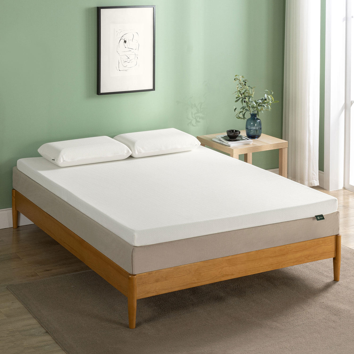 ZINUS Night Therapy Green tea Mattress Topper with Washable Cover-Twin:- Twin