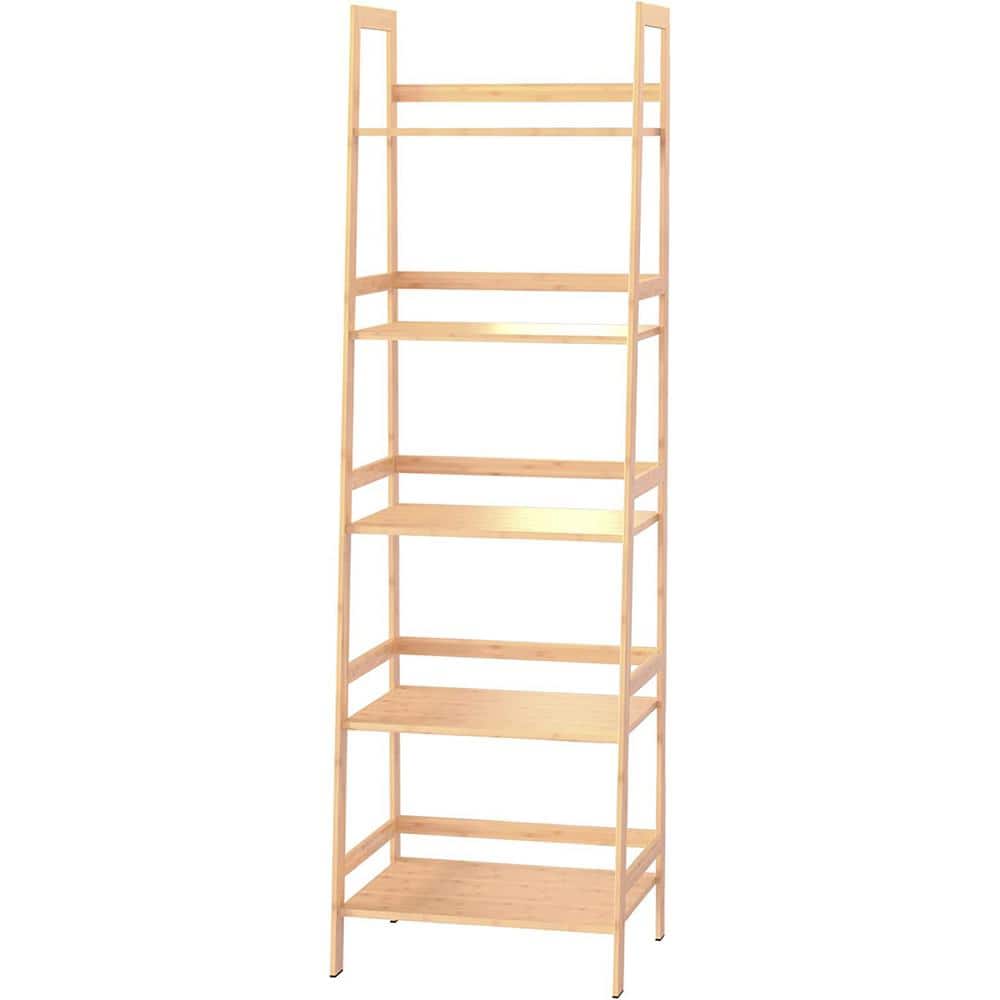 11.8 in. Wide 5 Tier Oak Bookshelf Modern Open Bookcase For Bedroom Living Room, Office