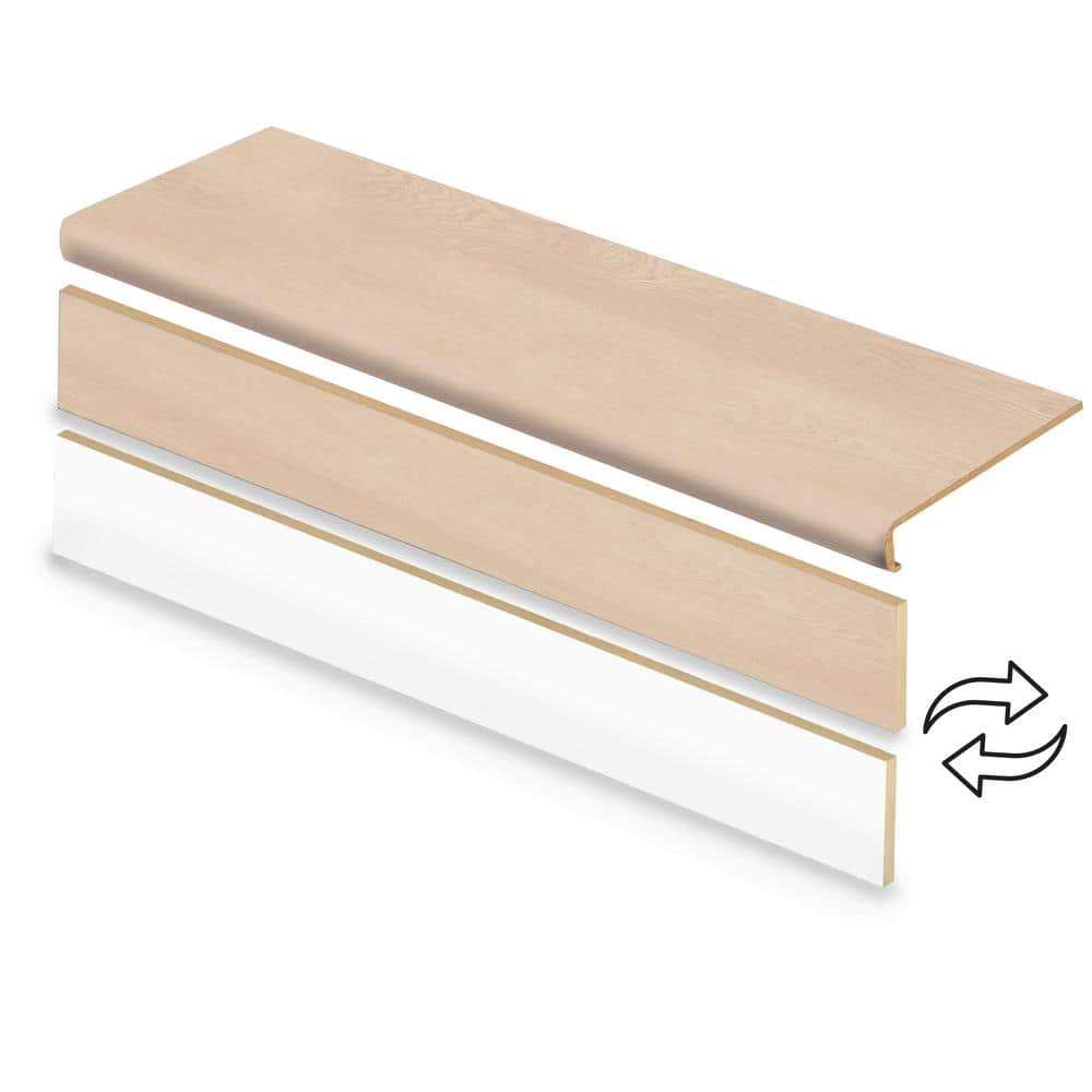 2 Pack-Vesinet/EllaByOk/Bldr Ps Hkry/Lxrs Pn Wd 47in.Lx12.15in.Wx1.69in.T Vinyl Overlay Stair Tread and Reversible Riser