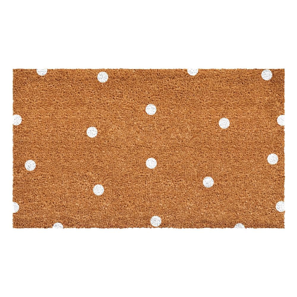 24 in. x 36 in. White Polka- Dots Doormat