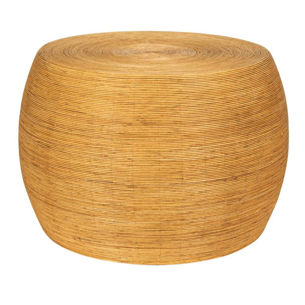 26.9 in. Natural Barrel Round Rattan/Wicker Coffee Table