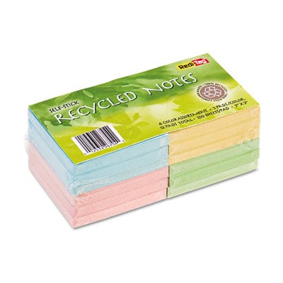 26704 100 Percent Recycled Notes 3 x 3 Four Colors 12 100-Sheet Pads Pack