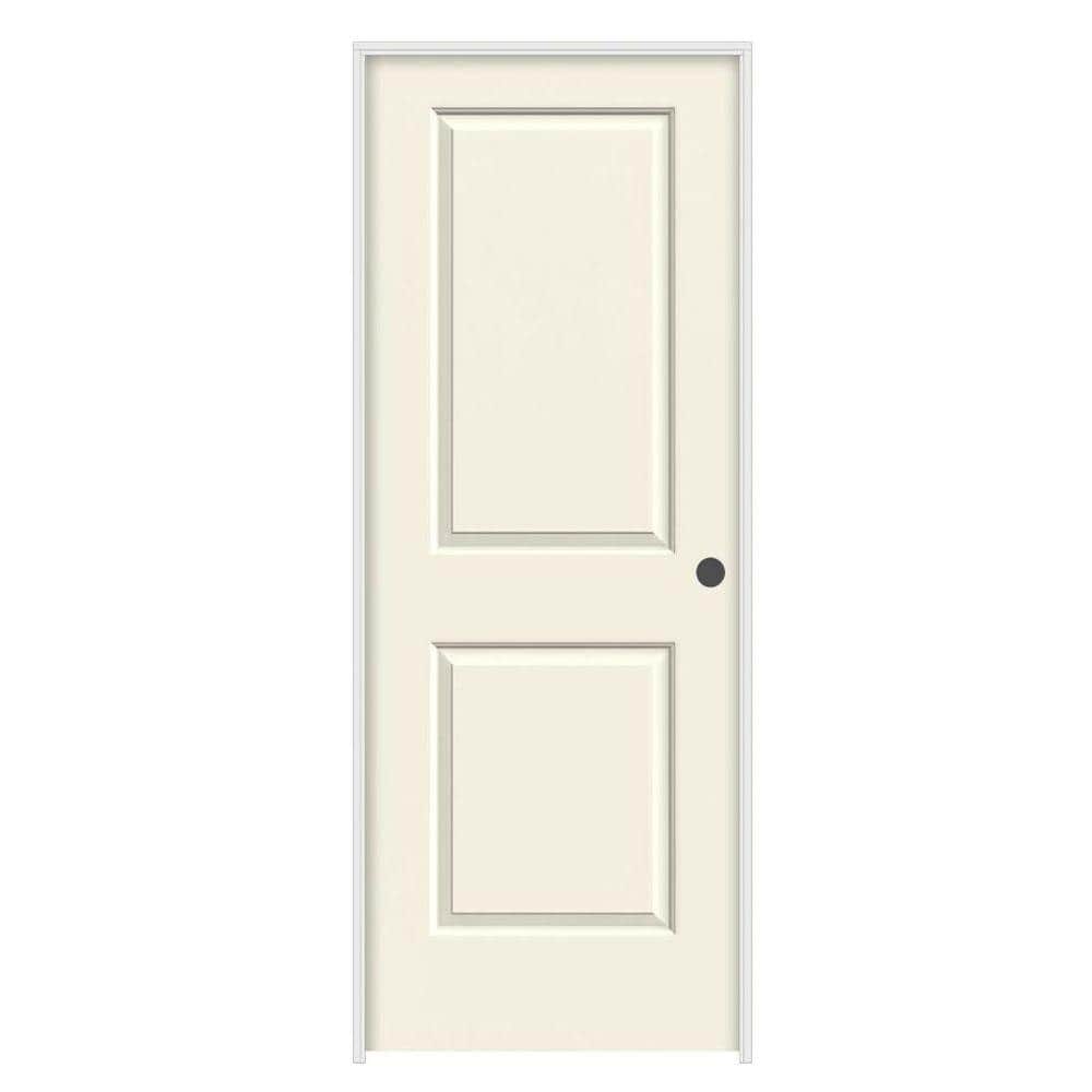 28 in. x 80 in. Carrara 2 Panel Left-Hand Hollow Core Vanilla Painted Molded Composite Single Prehung Interior Door