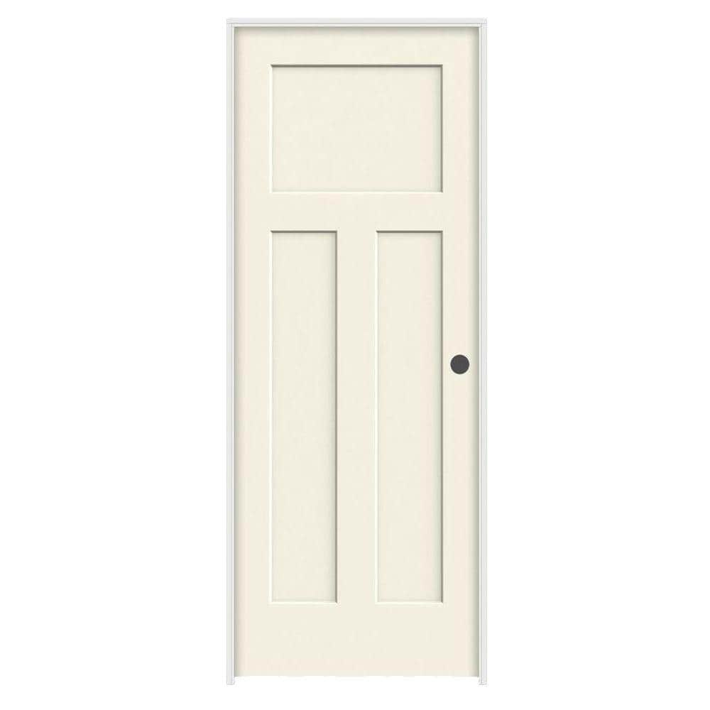 32 in. x 80 in. Craftsman Vanilla Painted Left-Hand Smooth Solid Core Molded Composite MDF Single Prehung Interior Door