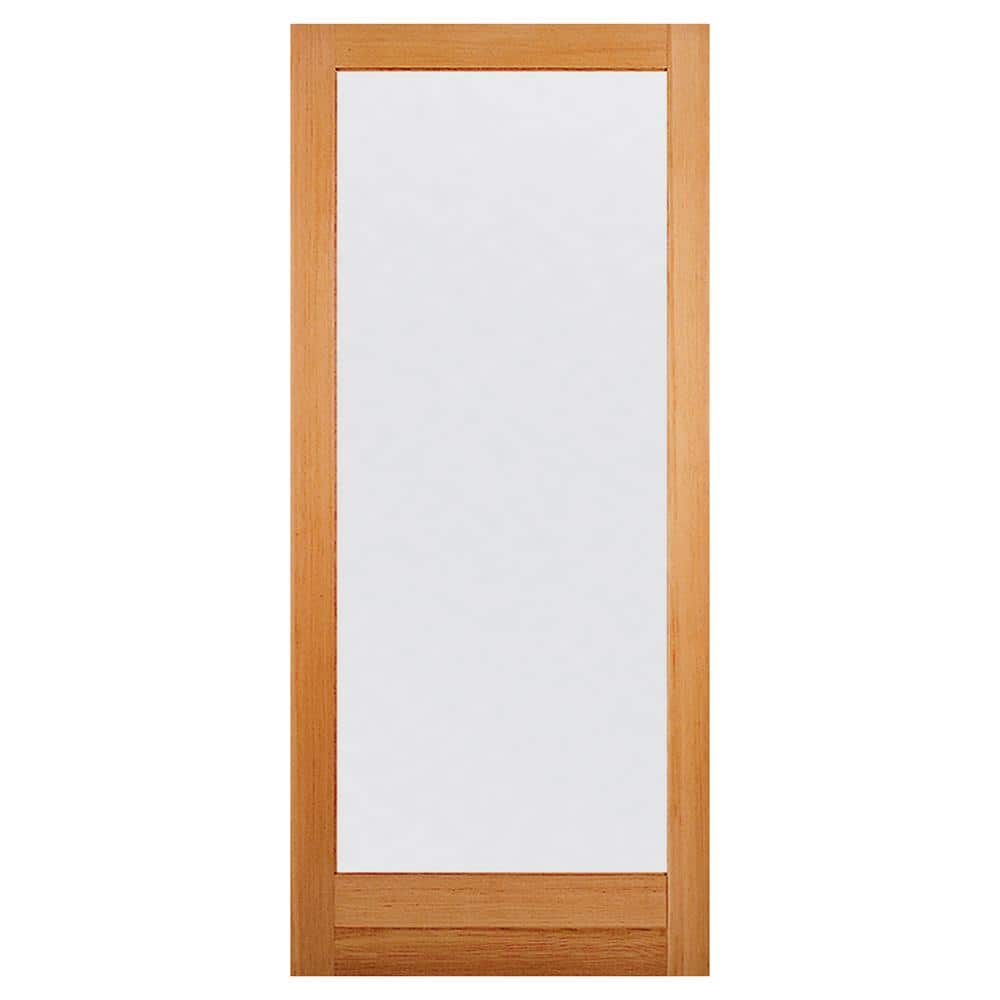 32 in. x 80 in. Universal Full Lite Satin Glass Unfinished Fir Wood Front Door Slab with Ovolo Sticking