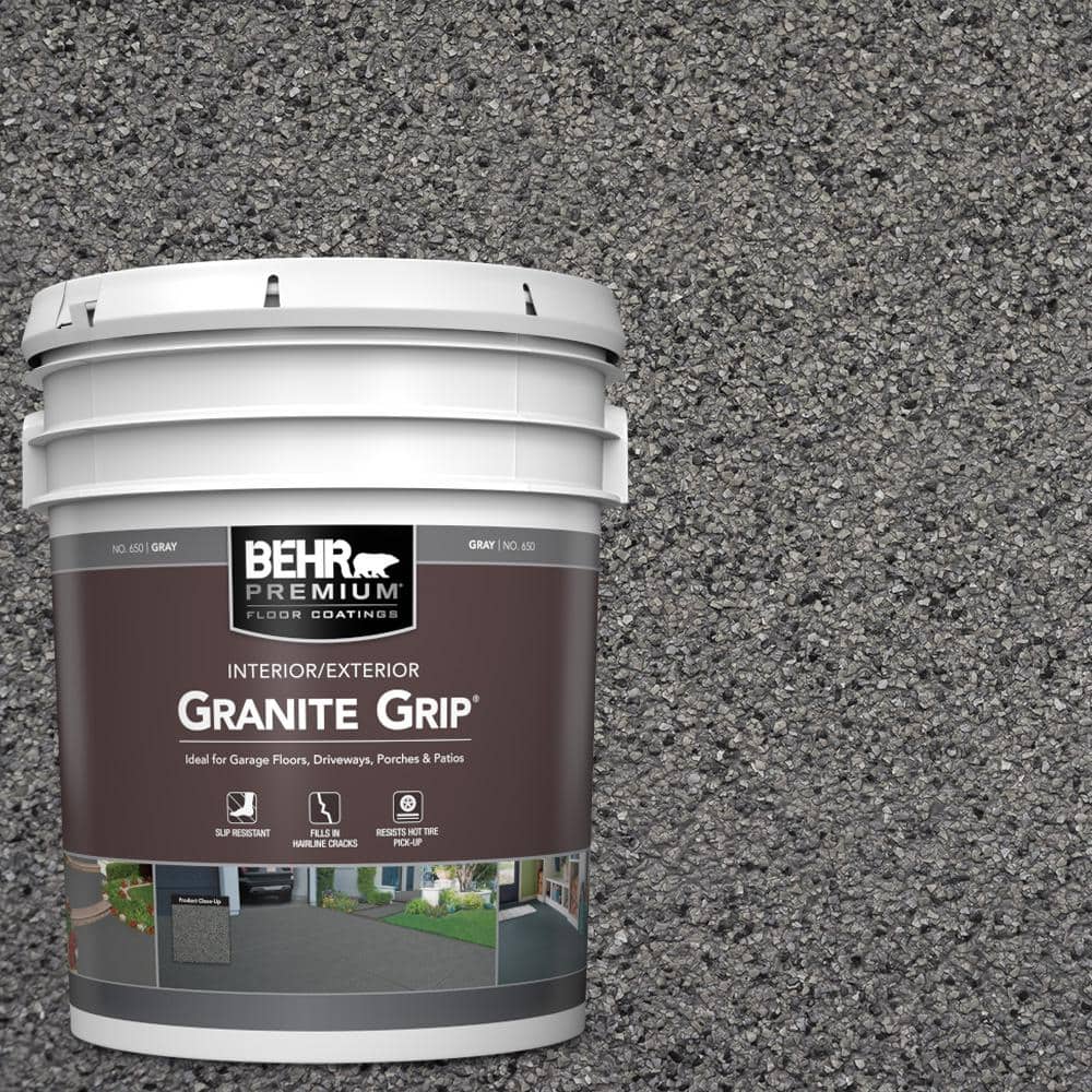 5 Gal. Gray Granite Grip Decorative Flat Interior/Exterior Concrete Floor Coating