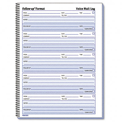 51114 Voice Mail Message Log 8 x 10-5/8 500 Sets/Book