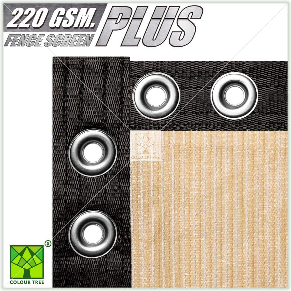 6 ft. x 50 ft. Heavy-Duty PLUS Beige Privacy Fence Screen Mesh Fabric with Extra-Reinforced Grommets for Garden Fence