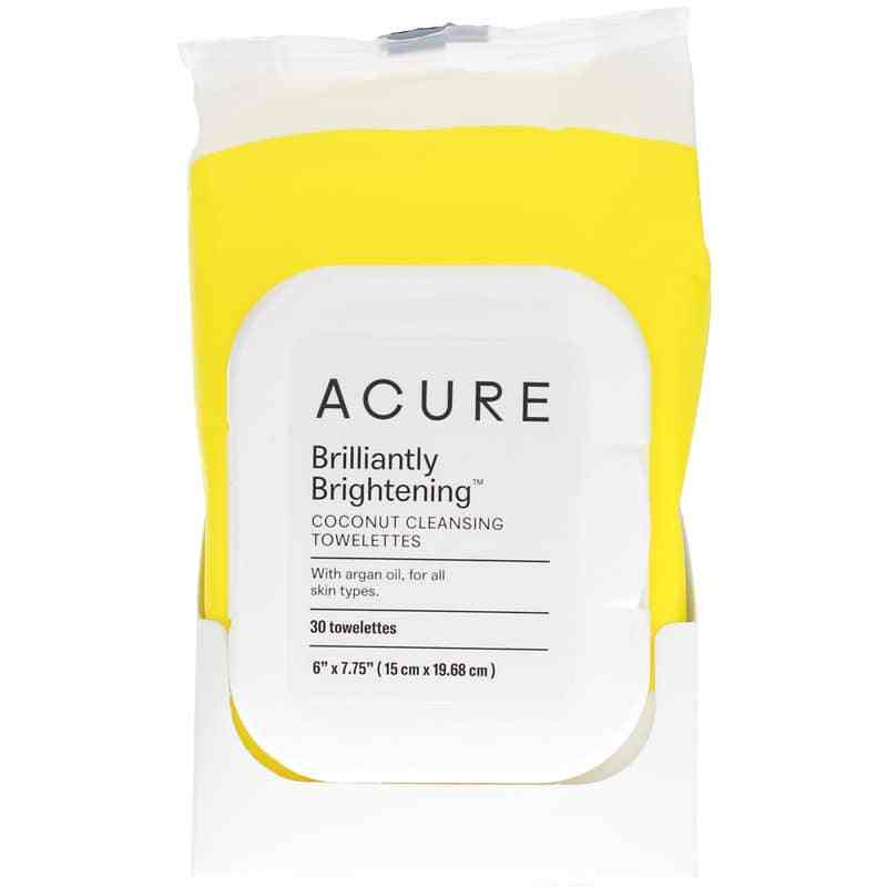 Acure Brilliantly Brightening Coconut Cleansing Towelettes 30 Towelettes