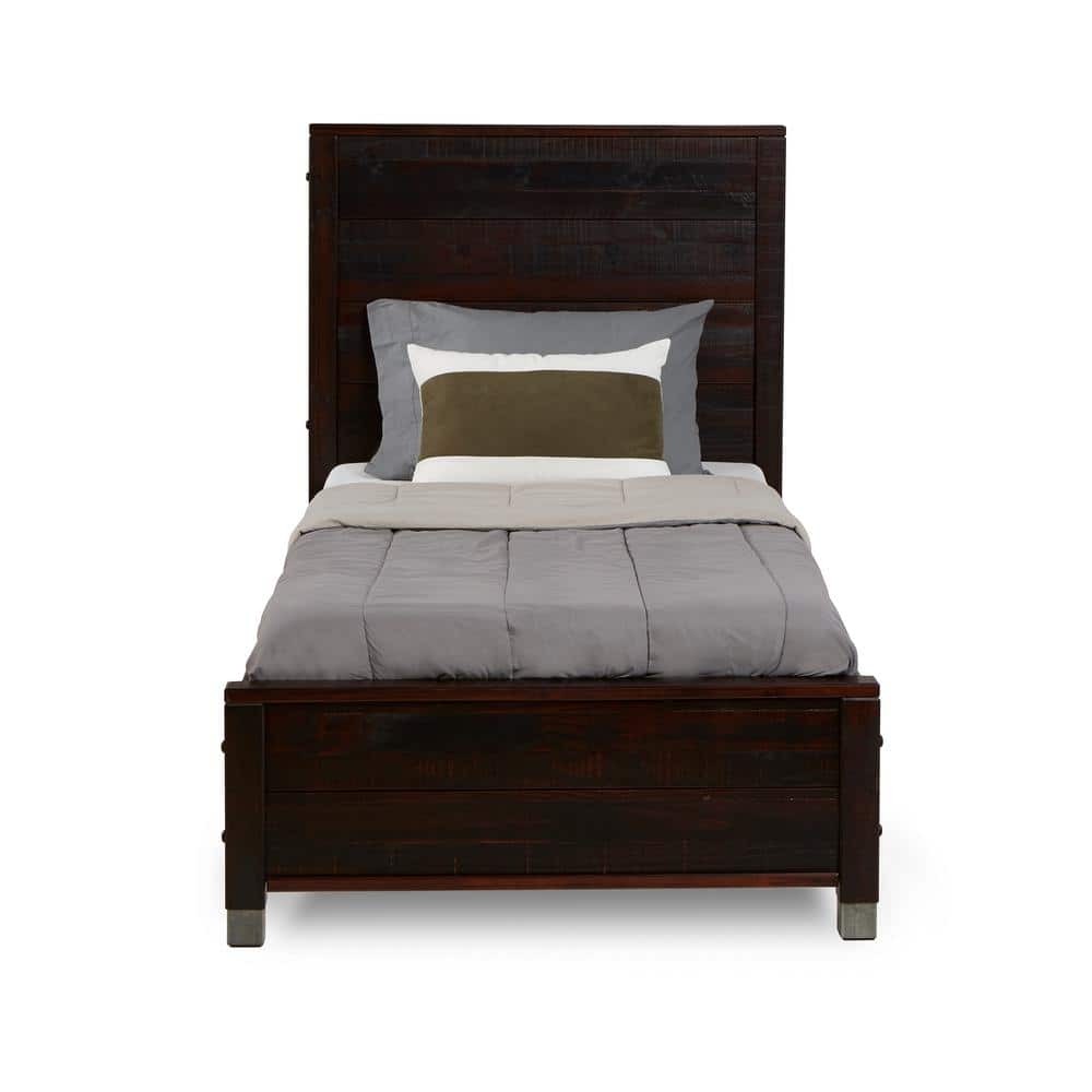 Baja Brown Walnut Twin Size Panel Headboard Platform Bed