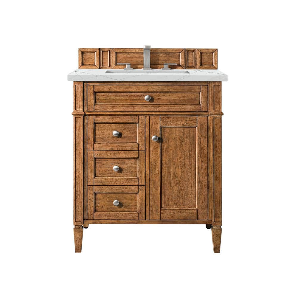 Brittany 30.0 in. W x 23.5 in. D x 34 in. H Bathroom Vanity in Saddle Brown with Ethereal Noctis Quartz Top