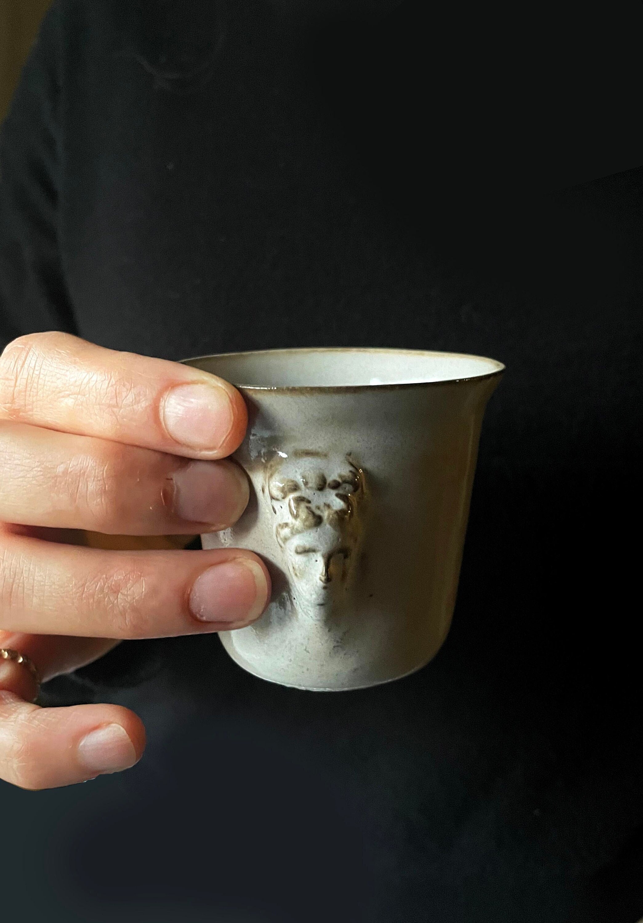 Ceramic Espresso Cup With Unique Greek Goddness Relief Aphrodite Face, A Gift For Coffee Lovers 3.4 Oz