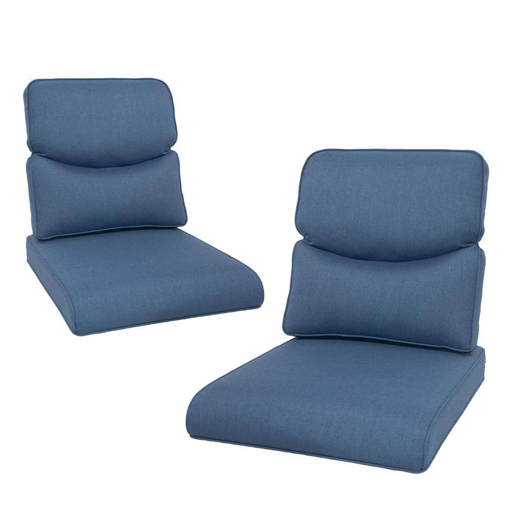 Crescent 22 in. x 25 in. x 4 in. 4-Piece Deep Seating Outdoor Lounge Chair Replacement Cushion Set in Blue