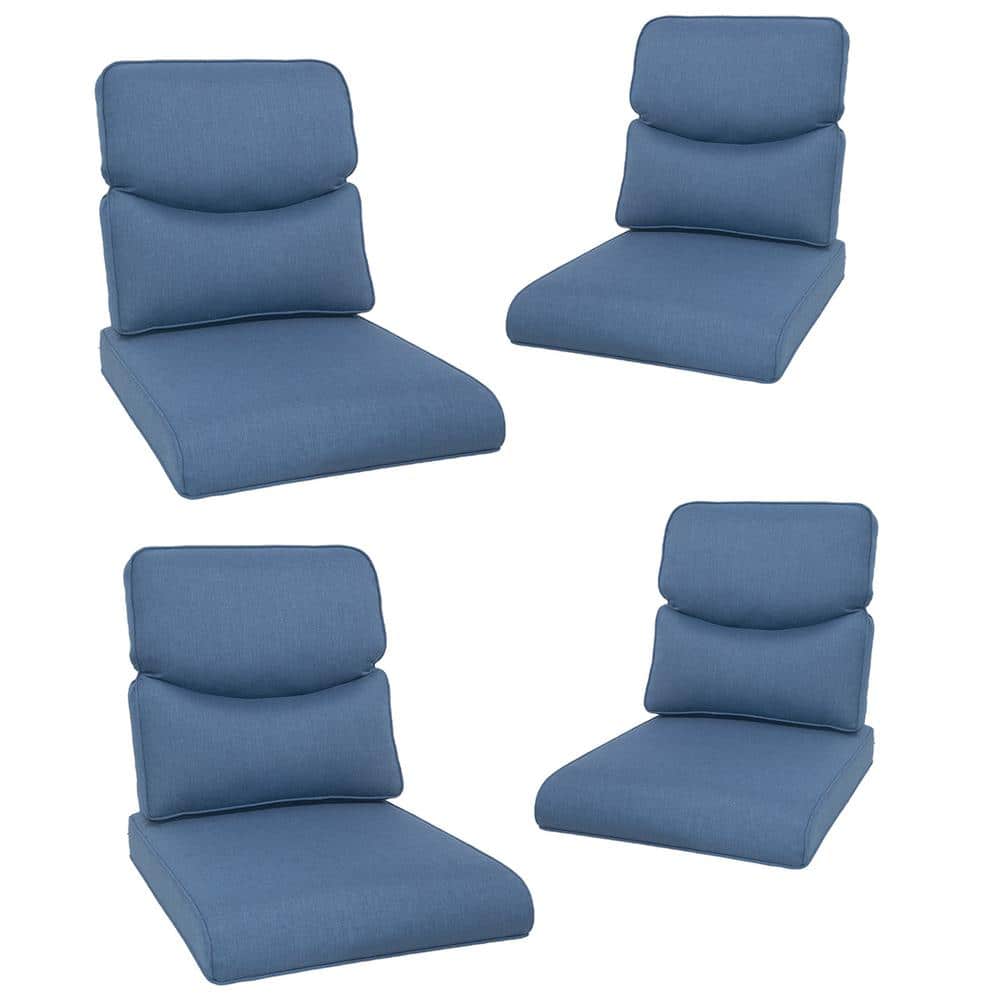 Crescent 22 in. x 25 in. x 4 in. 8-Piece Deep Seating Outdoor Lounge Chair Replacement Cushion Set in Blue