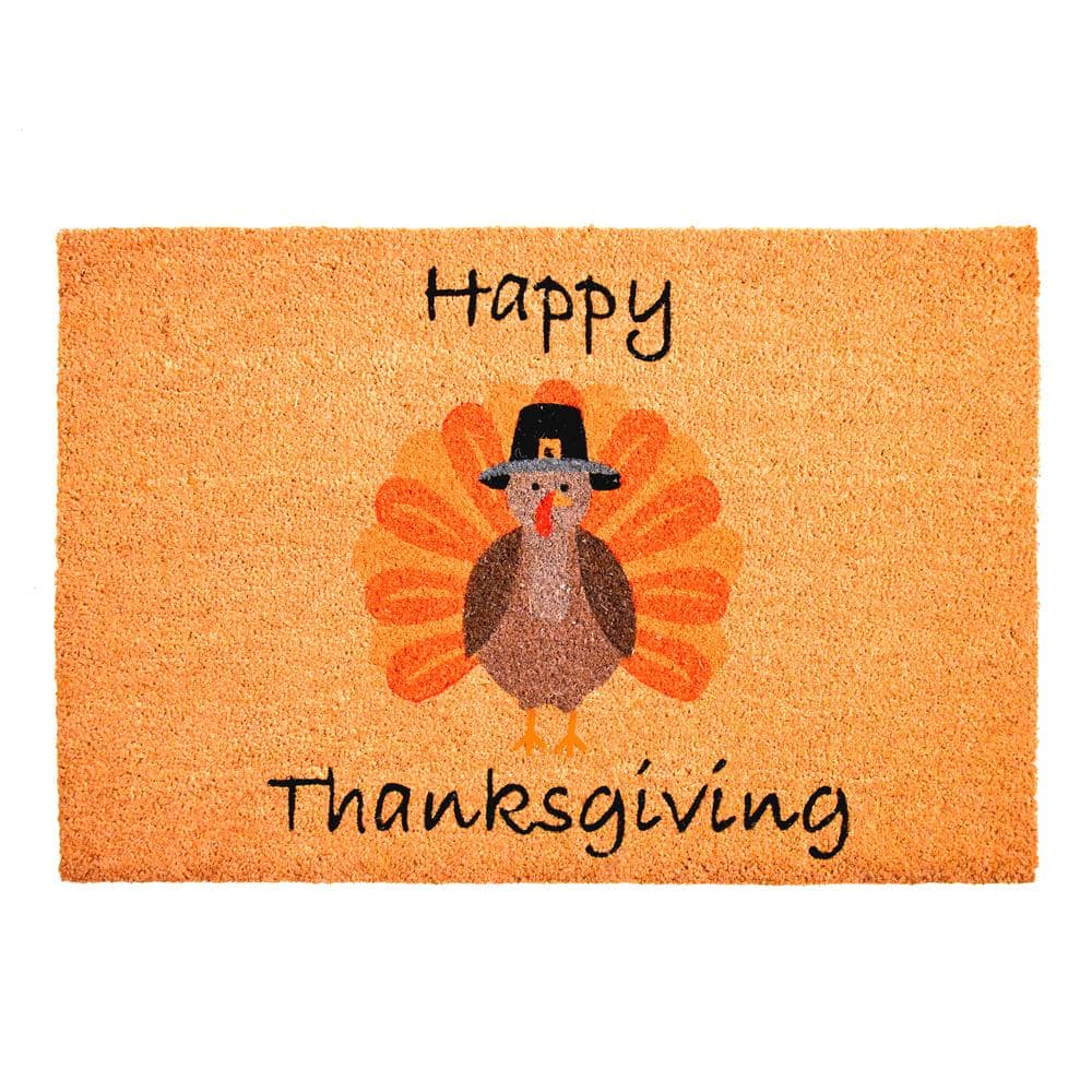 Happy Thanksgiving17 in. x 29 in. Coir & Vinyl Door Mat