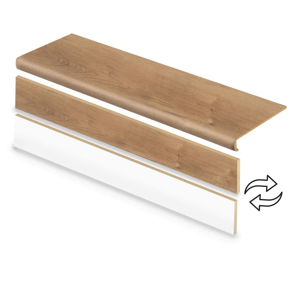 Lakeside Hill Oak 47 in. L x 12.15 in. W x 2.28 in. T Vinyl Stair Tread and Reversible Riser Kit