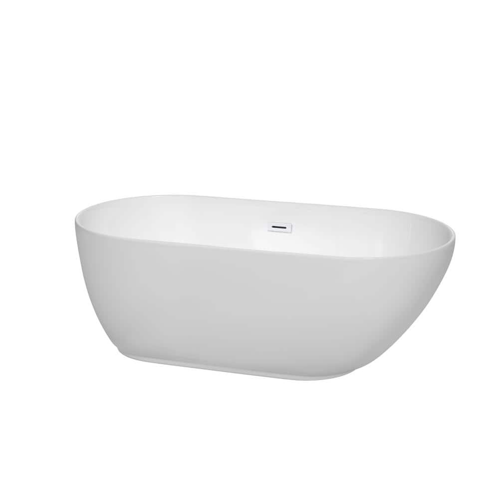 Melissa 60 in. Acrylic Flatbottom Bathtub in White with Shiny White Trim
