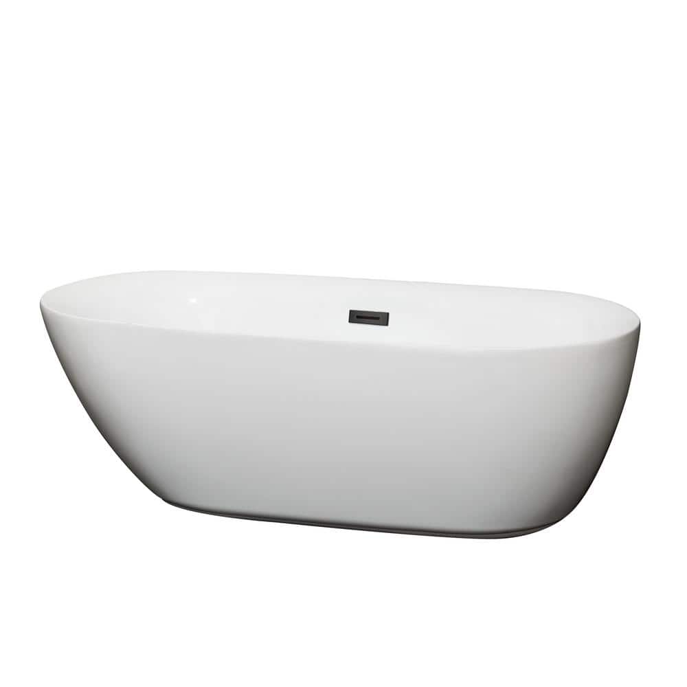 Melissa 65 in. Acrylic Flatbottom Bathtub in White with Matte Black Trim
