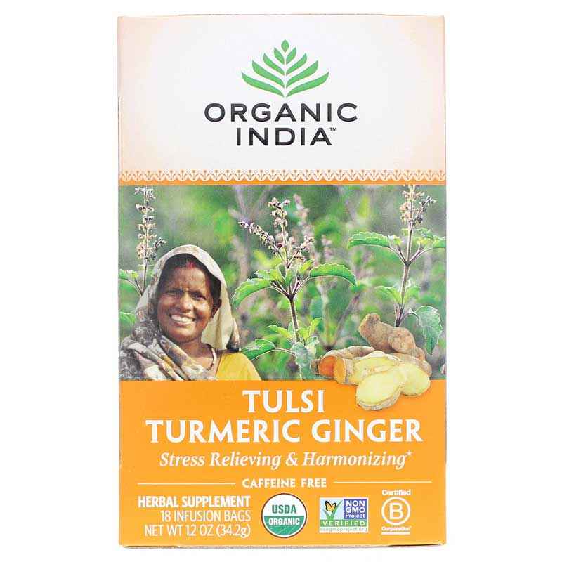 Organic India Tulsi Turmeric Ginger Organic Tea 18 Tea Bags