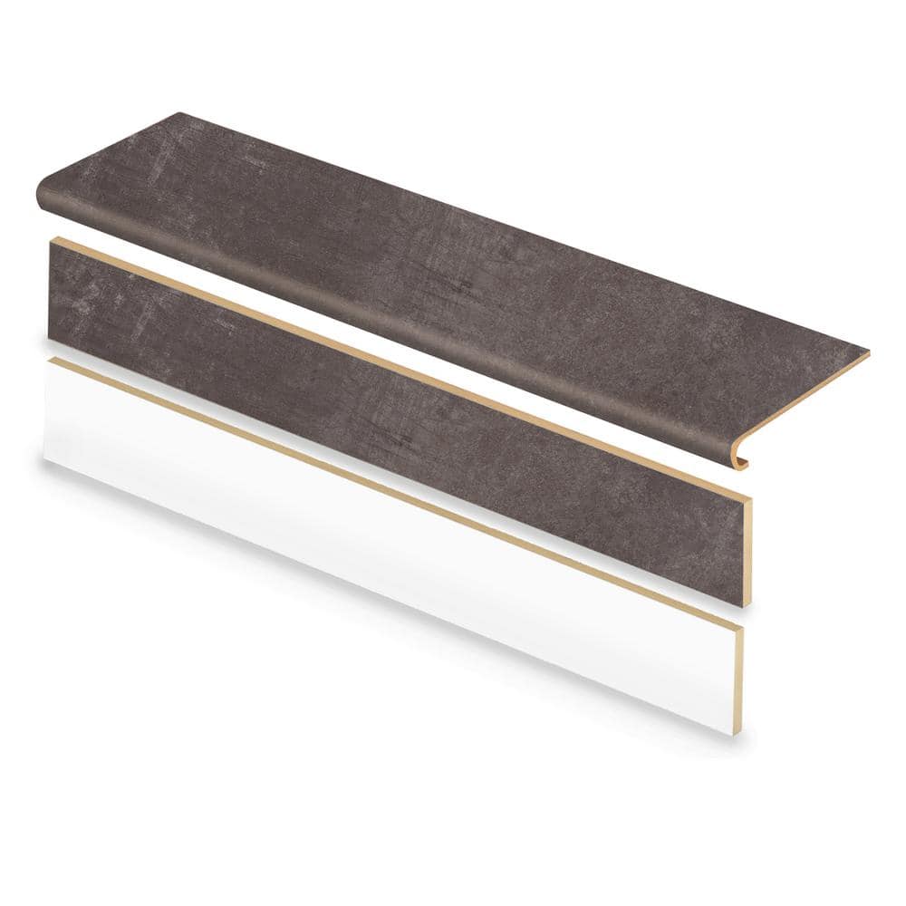 Overlook Slate 47 in. L x 12.15 in. W x 1.69 in. T Vinyl Overlay Stair Tread and Reversible Riser Kit