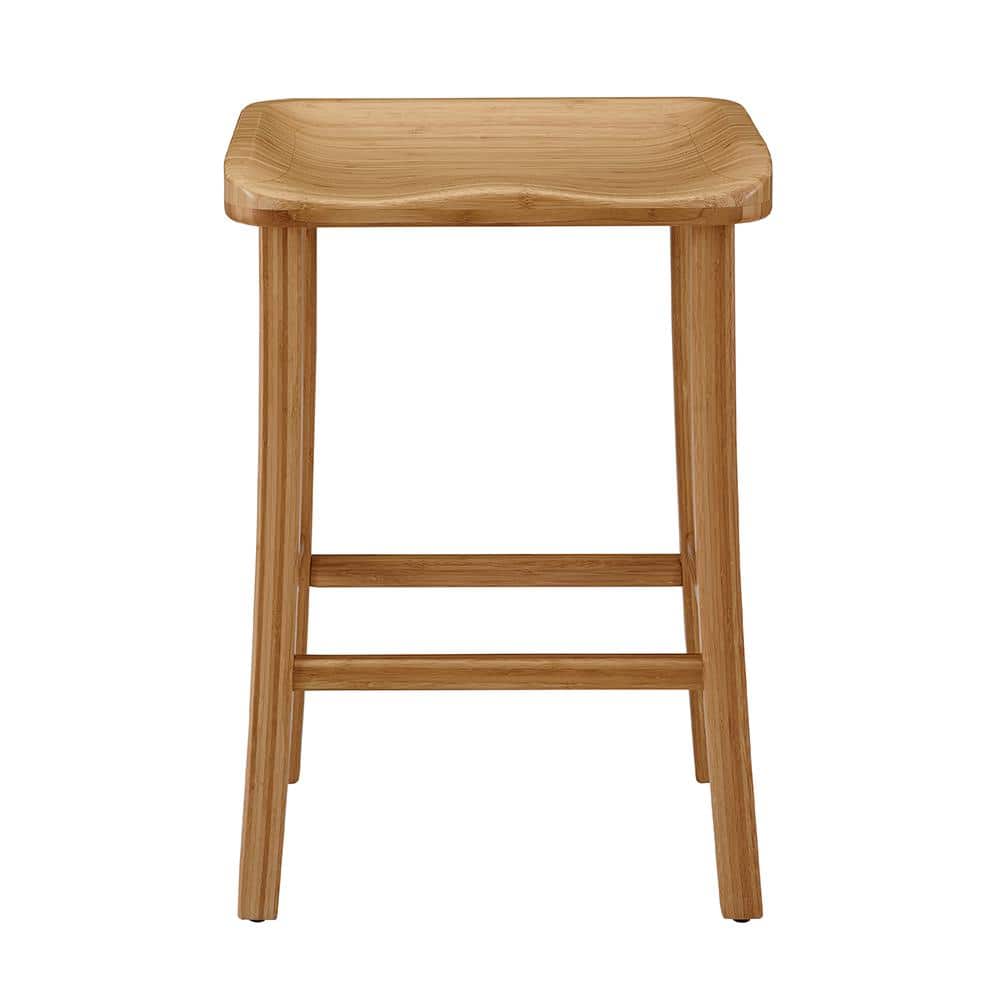 Piper 26 in. Natural Bamboo Counter Height Stool with Bamboo Seat (Set of 2)