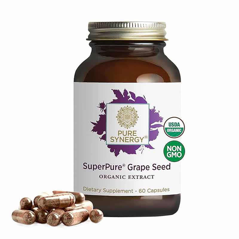 Pure Synergy SuperPure Grape Seed Organic Extract Capsules 60 Veg Capsules