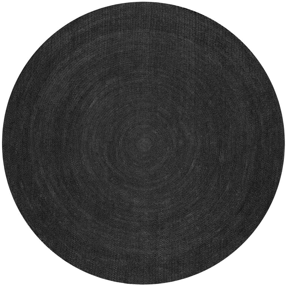 Rigo Chunky Loop Jute Black 4 ft. Farmhouse Round Rug