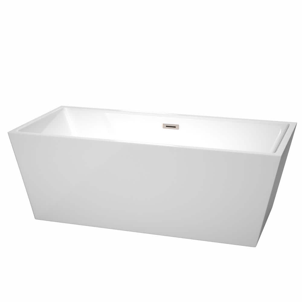 Sara 5.6 ft. Acrylic Flatbottom Non-Whirlpool Bathtub in White with Brushed Nickel Trim