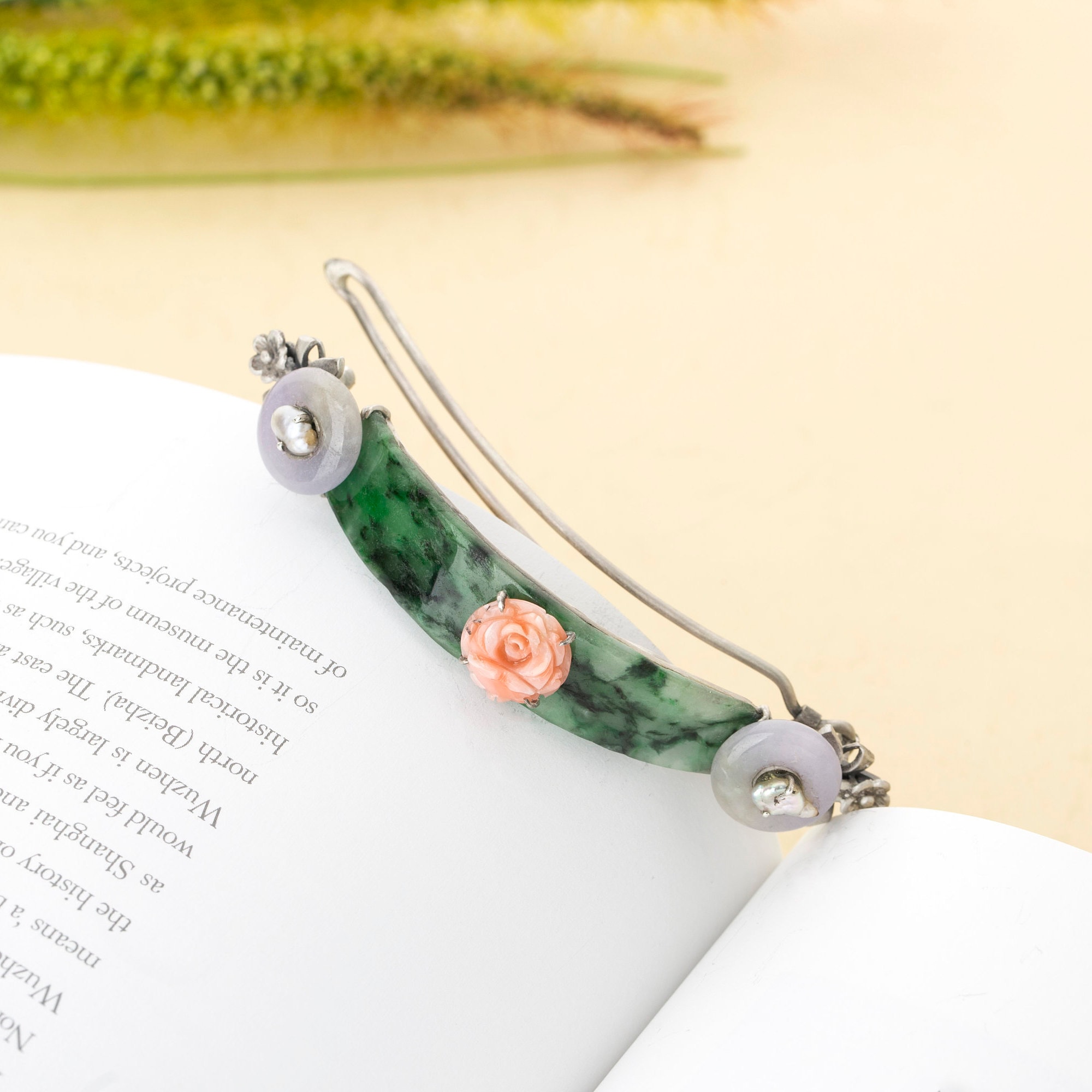 Seoul Korea Kdrama Kpop Hairpin Hair Clip, Grip Silver With Gemstone Naschenkakorean Fashion Jewelry
