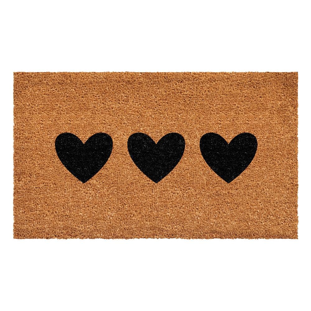 Trio Hearts Doormat, 12" x 24"