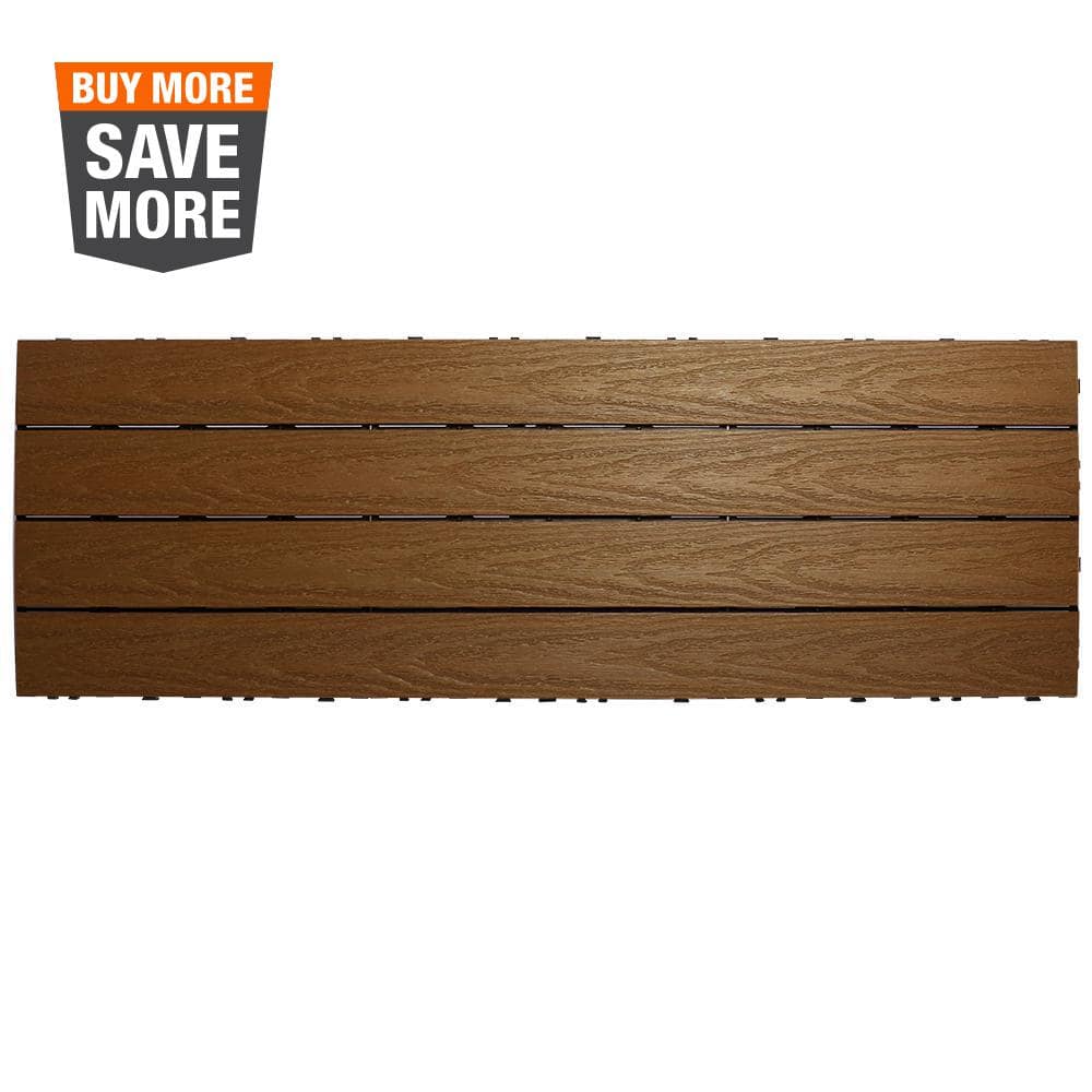 UltraShield Naturale 1 ft. x 3 ft. Quick Deck Outdoor Composite Deck Tile in Peruvian Teak (15 sq. ft. Per Box)