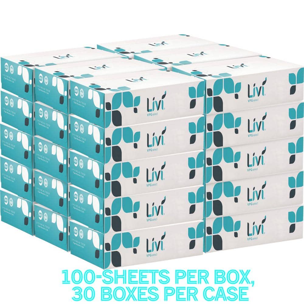 VPG Select Embossed 2-Ply Facial Tissue (100-Sheets per Flat Box, 30-Boxes per Case)