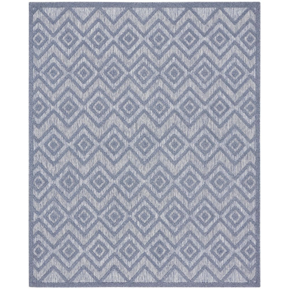 Versatile Denim Blue 9 ft. x 12 ft. Diamond Contemporary Area Rug