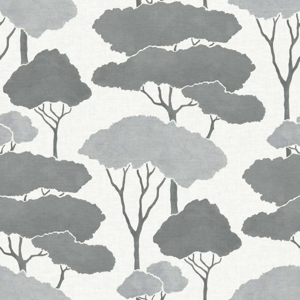 28.18 sq. ft. Umbrella Pines Grey Peel and Stick Wallpaper