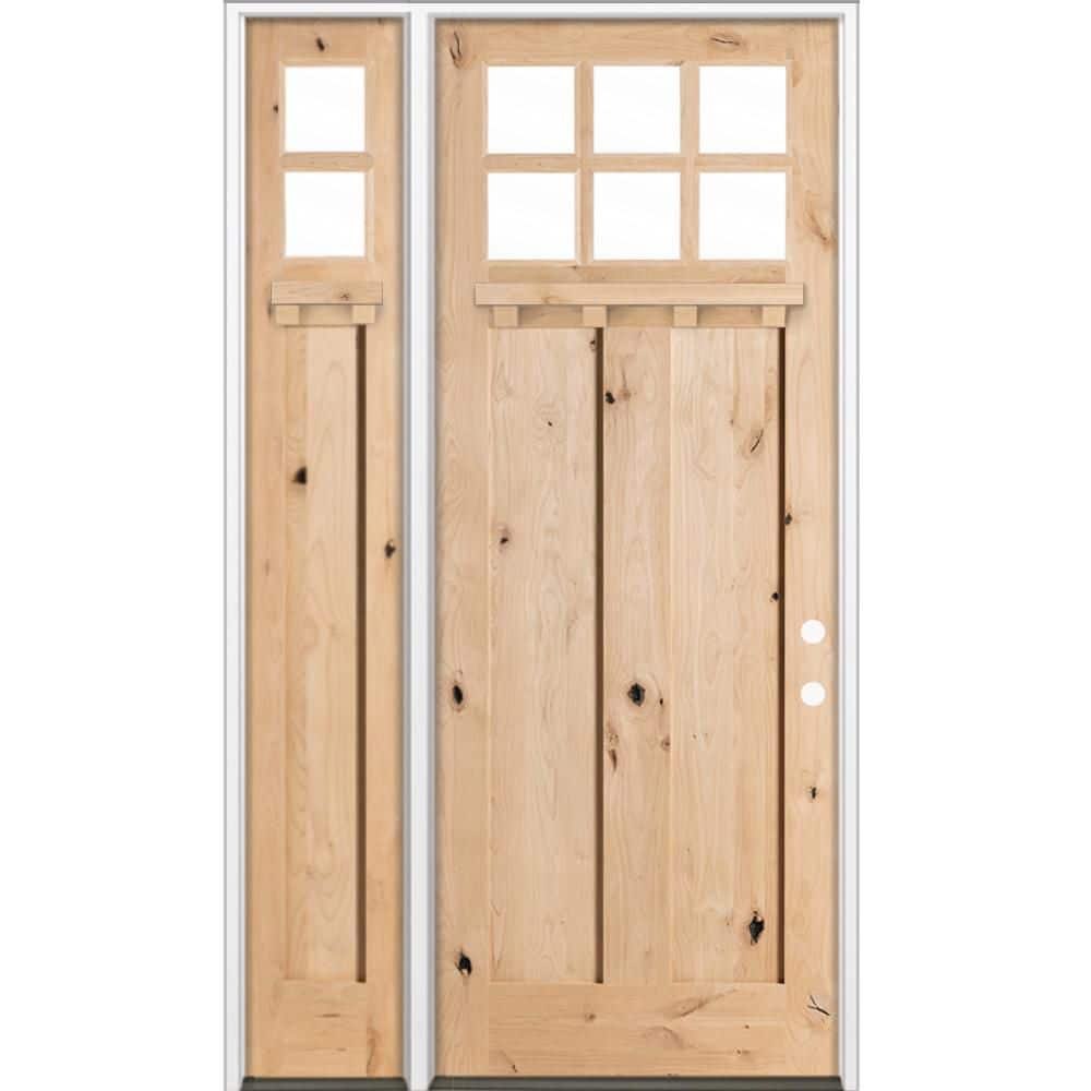 50 in. x 96 in. Knotty Alder Left-Hand/Inswing 6 Lite Beveled Clear Glass Unfinished Wood Prehung Front Door with LSL DS