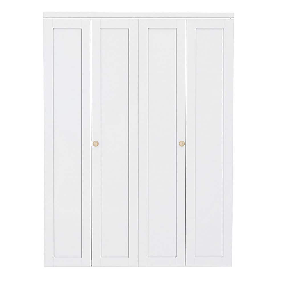 60 in. x 96 in. 1-Lite Solid Core Panel White Primed Composite MDF Interior Closet Bi-fold Door with Hardware Kit